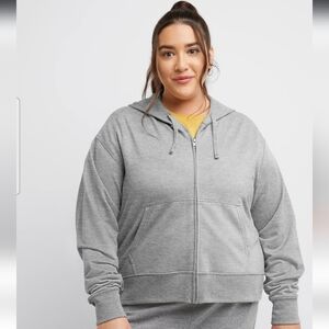 Hanes Originals Women's French Terry Hoodie Grey 2X